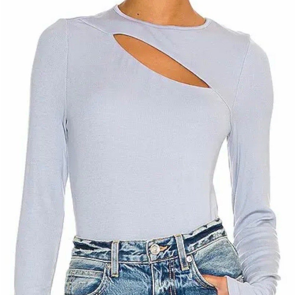 LA Made Light Blue Cut-Out Long Sleeve Top